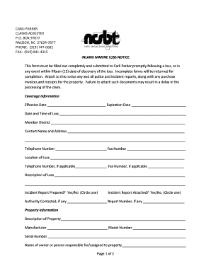 Inland Marine Loss Notice