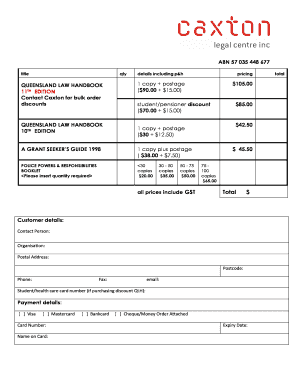 Queensland Law Handbook Order Form