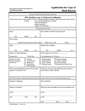 New York Birth Certificate Application