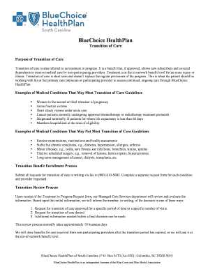 BlueChoice HealthPlan Treatment in Progress Form
