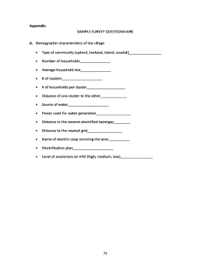 Sample Survey Questionnaire