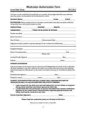 Medication Authorization Form