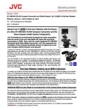 GY-HM150U Camcorder Rebate Form