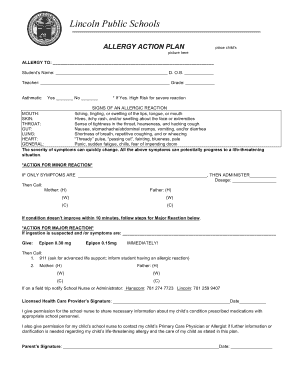Allergy Action Plan