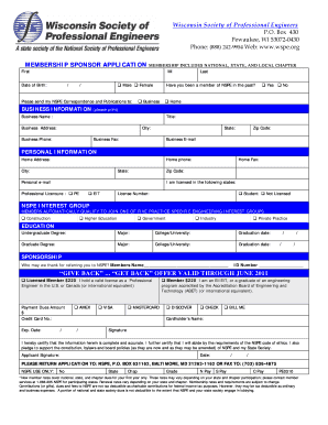 NSPE Membership Sponsor Application