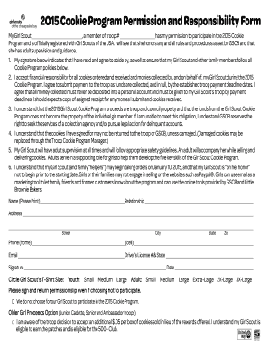 2015 Girl Scout Cookie Program Permission Form