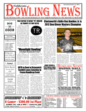 BOWLING NEWS Thursday October 11 2012 California owling