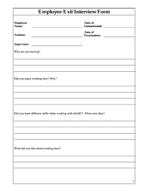 Employee Exit Interview Form