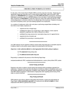 CBH Drug-Free Workplace Policy