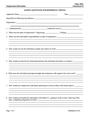 Reference Check Form