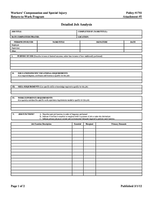 Workers' Compensation Special Injury Policy #1701