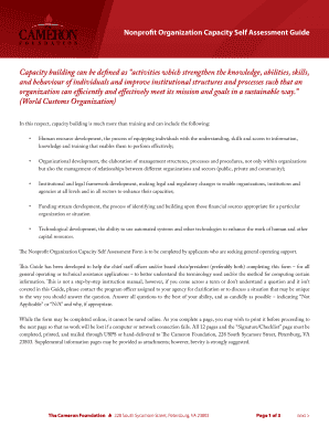 Nonprofit Capacity Self Assessment Form