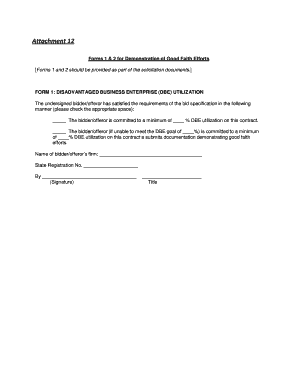 Disadvantaged Business Enterprise Utilization Form