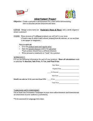 Advertisement Project Worksheet