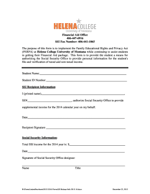 FERPA SSI Income Authorization Form