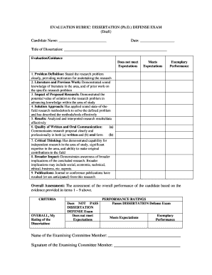PhD Dissertation Defense Evaluation Form