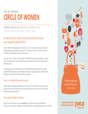 YWCA Circle of Women Fundraiser Invitation