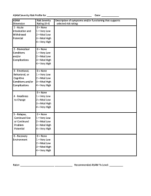 ASAM Severity Risk Profile Form