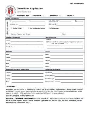 Commercial Residential Demolition Application