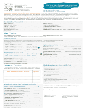 Formulaire de réservation de camping