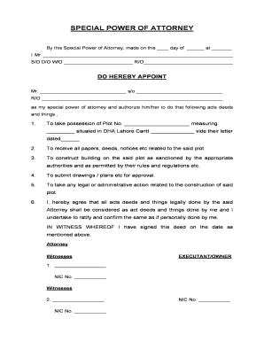 Special Power of Attorney for Property Management