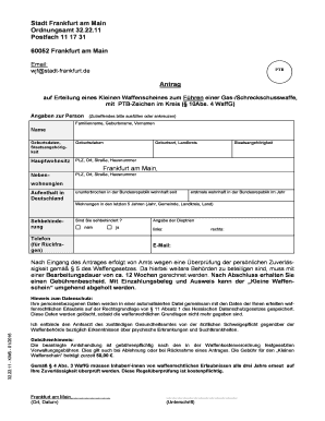 Antrag auf Erteilung eines Kleinen Waffenscheines