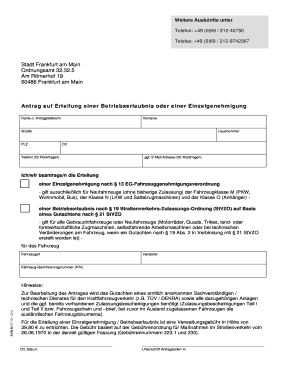 Antrag auf Erteilung einer Betriebserlaubnis oder einer Einzelgenehmigung