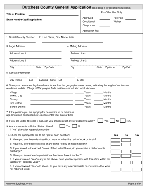 Dutchess County Employment Application