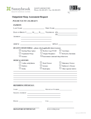 Outpatient Sleep Assessment Request Form