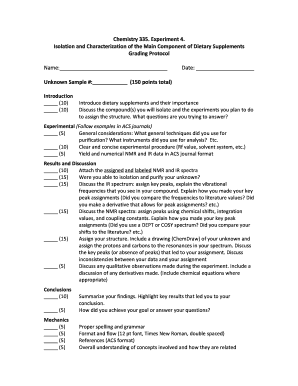 Chemistry Experiment Grading Protocol