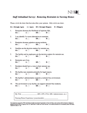 Staff Attitudinal Survey on Restraints in Nursing Homes