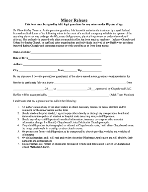 Minor Release Form