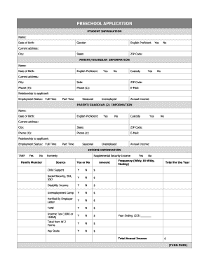 Preschool Application Form