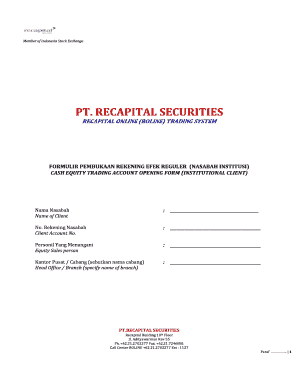 Cash Equity Trading Account Opening Form