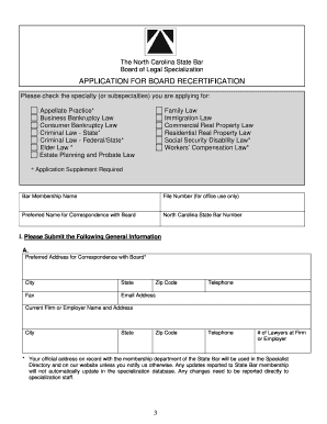 gov 2013 Application for Recertification as a Specialist Board Members Jeri L - nclawspecialists