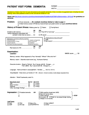 Dementia Patient Visit Form