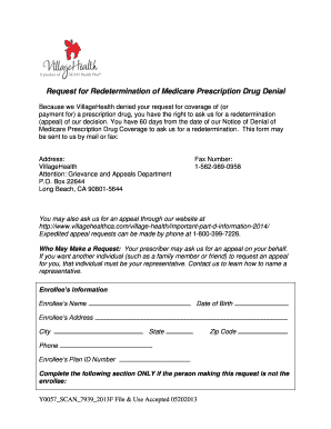 Request for Redetermination of Medicare Prescription Drug Denial