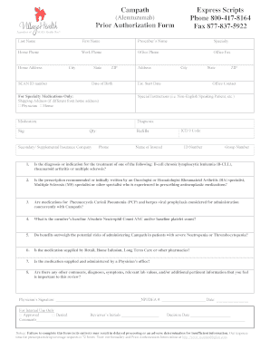 Campath Prior Authorization Form