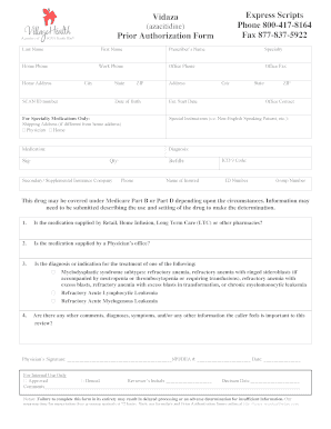 Vidaza Prior Authorization Form