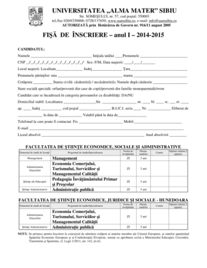 University Admission Application Form