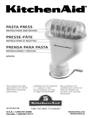 Pasta Press Accessory Instructions and Recipes