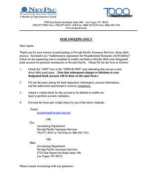 ACH Authorization Agreement for Preauthorized Payments