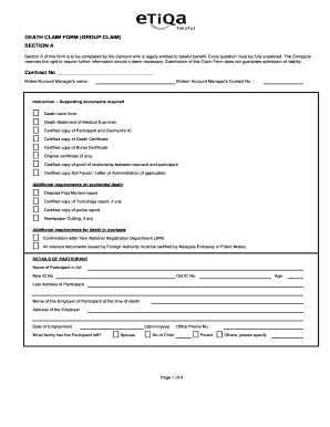 Death Claim Form (Group Claim)