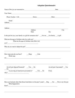 Pet Adoption Questionnaire