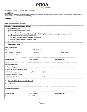 Accident Claim Form