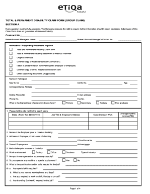 Total and Permanent Disability Claim Form
