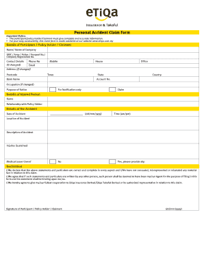Personal Accident Claim Form