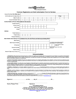Customer Registration and Debit Authorisation Form