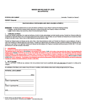 Waiver and Release of Liens