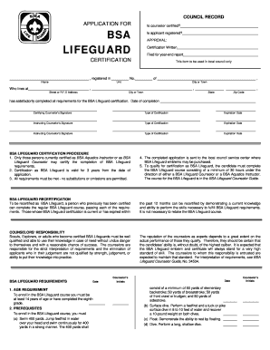 BSA Lifeguard Certification Application